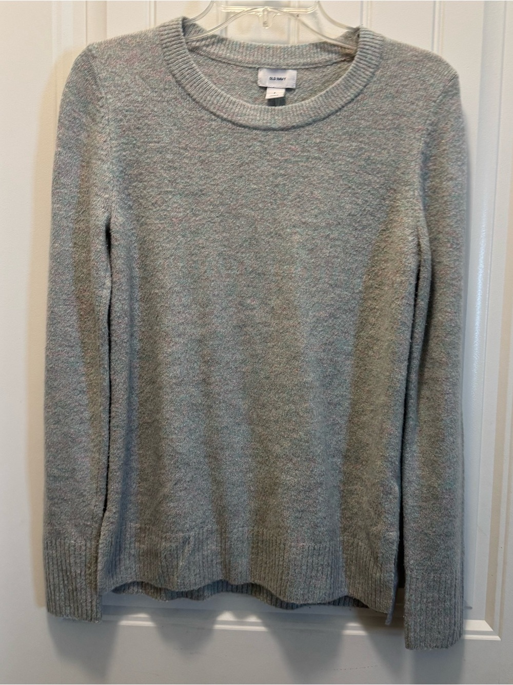 Old Navy Women’s Sweater Small Gray Glittery Crew Neck Long Sleeve Academia